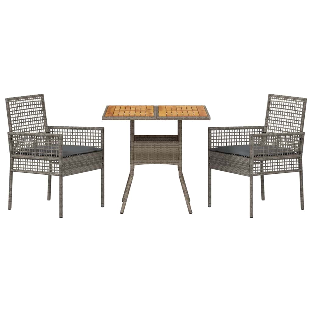 Ensemble de salle à manger pour jardin 3 pcs Gris polyrotin