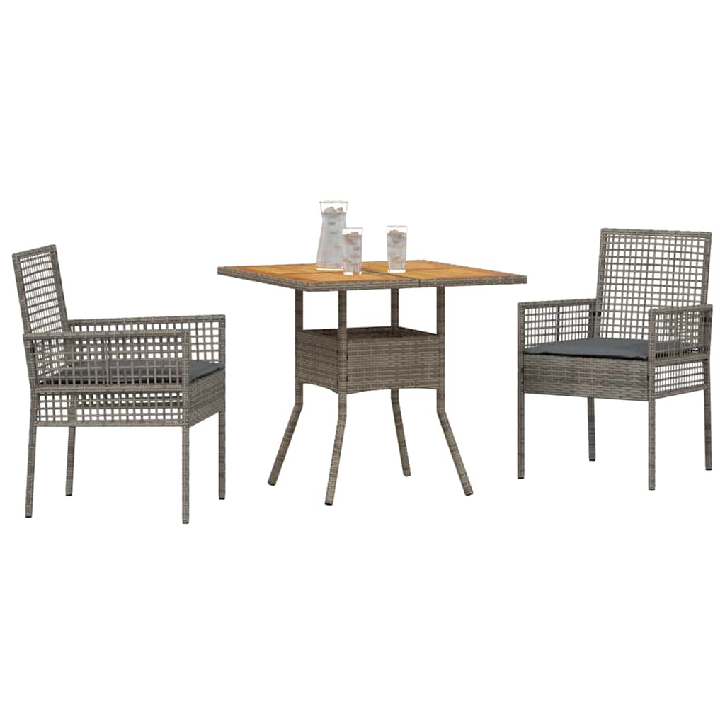 Ensemble de salle à manger pour jardin 3 pcs Gris polyrotin