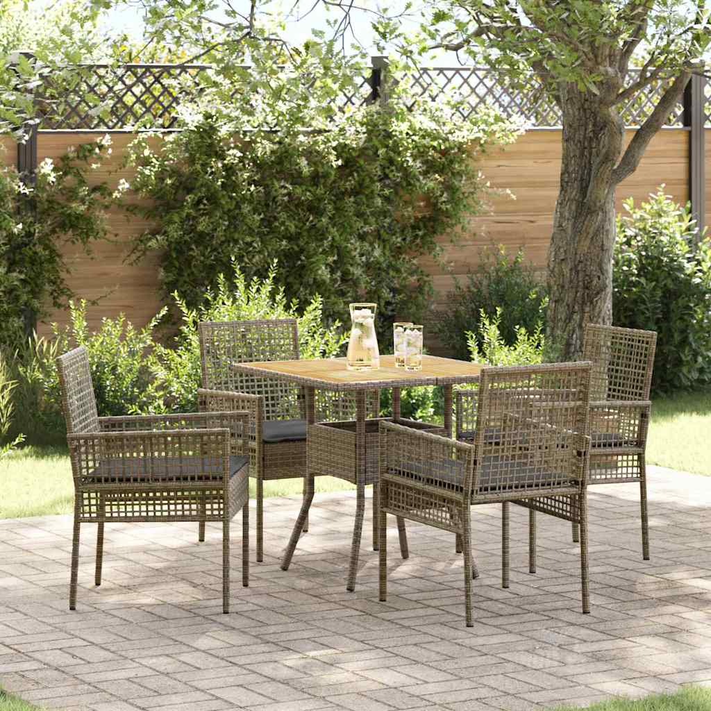 Ensemble de salle à manger pour jardin 5 pc Gris polyrotin