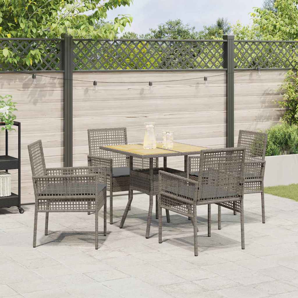 Ensemble de salle à manger pour jardin 5 pcs Gris polyrotin