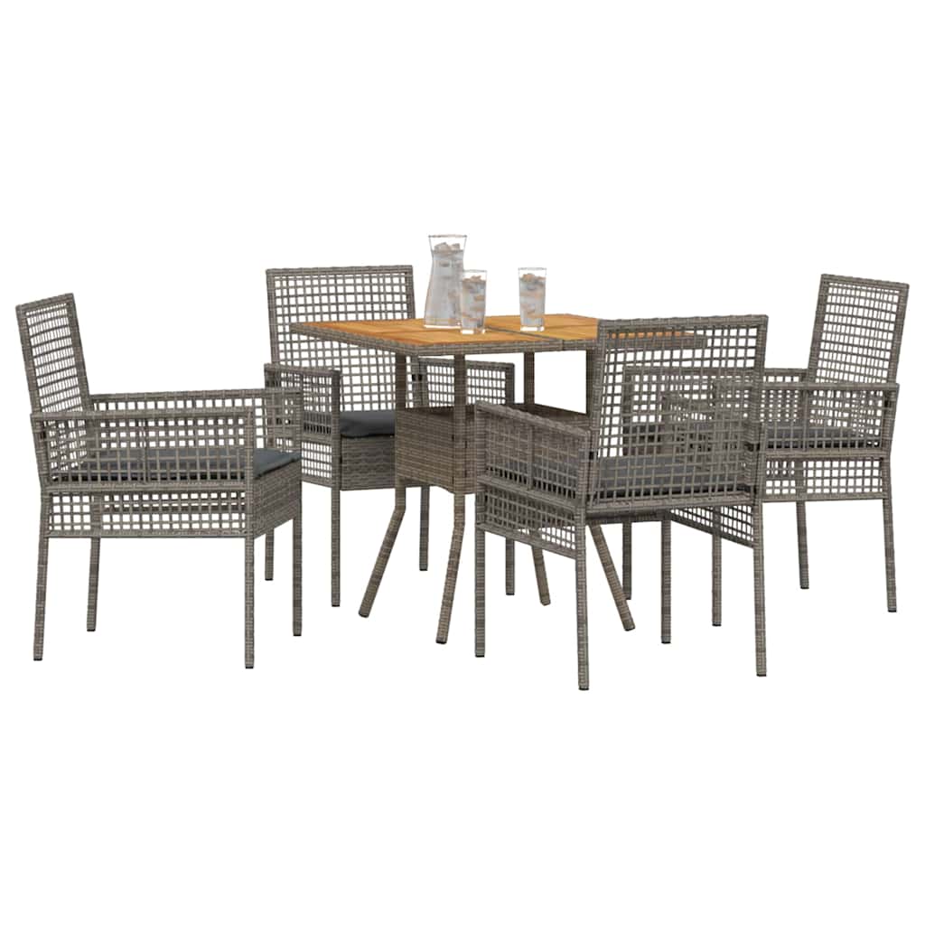 Ensemble de salle à manger pour jardin 5 pcs Gris polyrotin