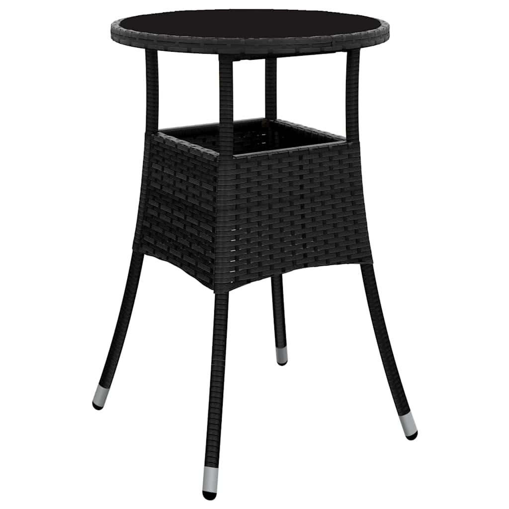 Ensemble de salle à manger pour jardin 3 pcs Noir polyrotin