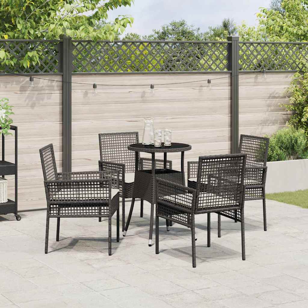 Ensemble de salle à manger pour jardin 5 pcs Noir polyrotin