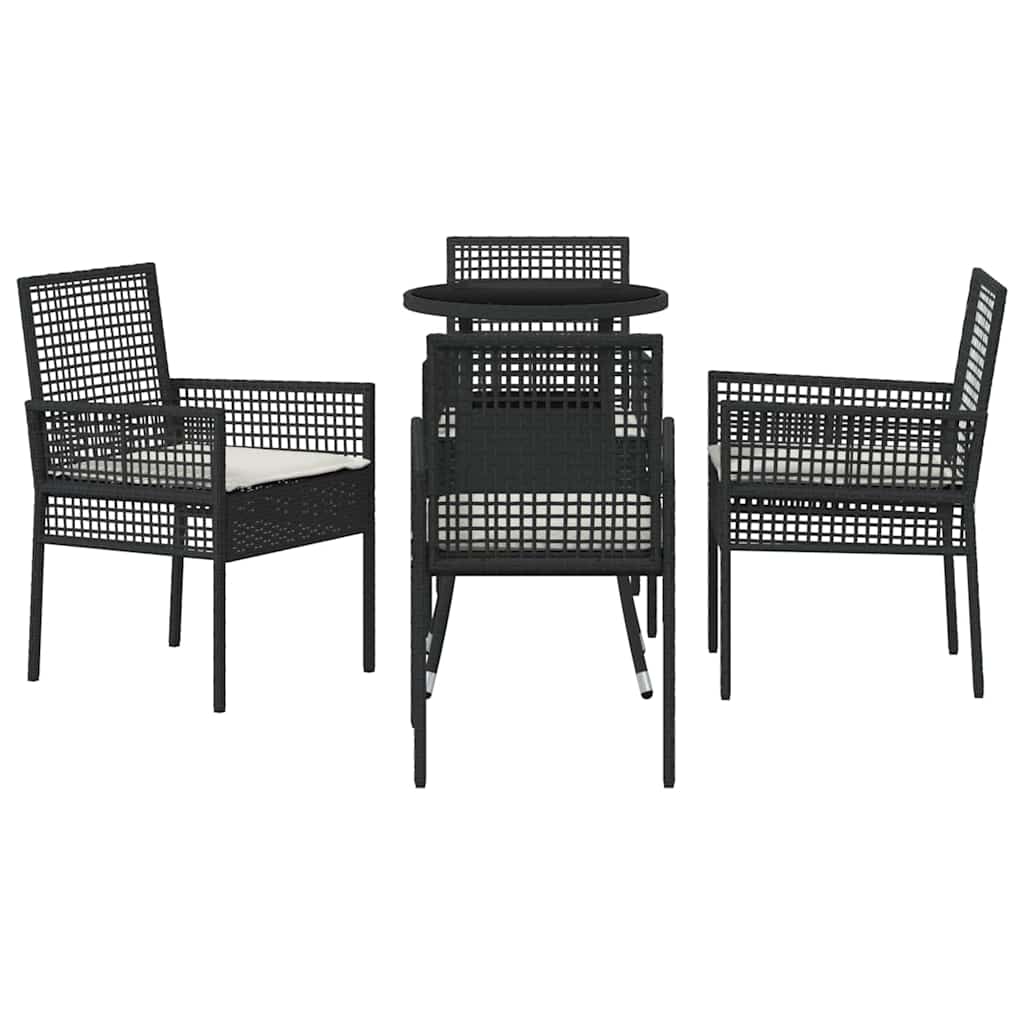 Ensemble de salle à manger pour jardin 5 pcs Noir polyrotin