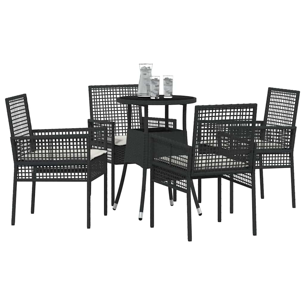 Ensemble de salle à manger pour jardin 5 pcs Noir polyrotin