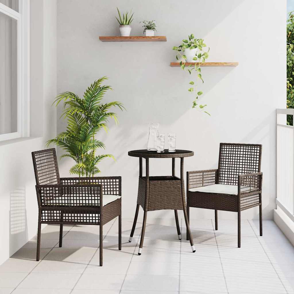 Ensemble de salle à manger pour jardin 3 pc Marron polyrotin