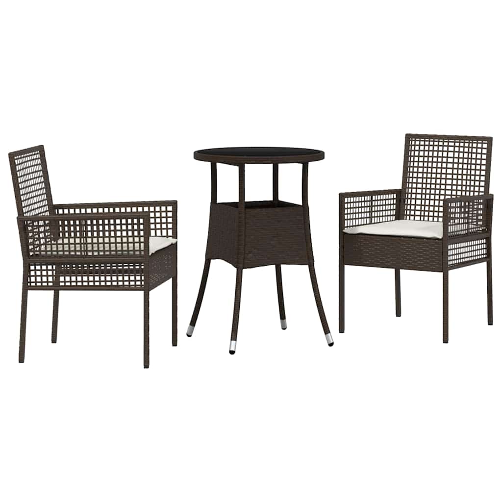 Ensemble de salle à manger pour jardin 3 pcs Marron polyrotin