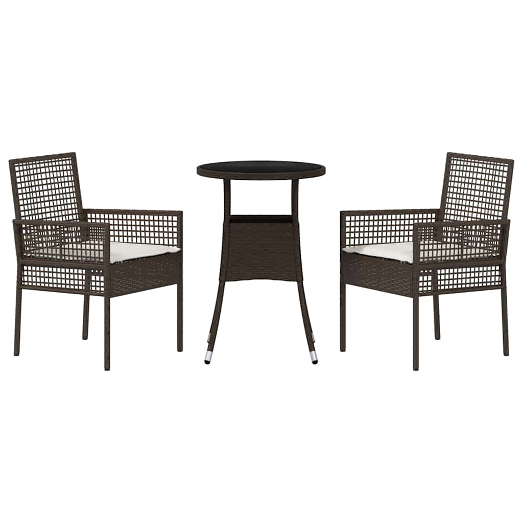 Ensemble de salle à manger pour jardin 3 pcs Marron polyrotin
