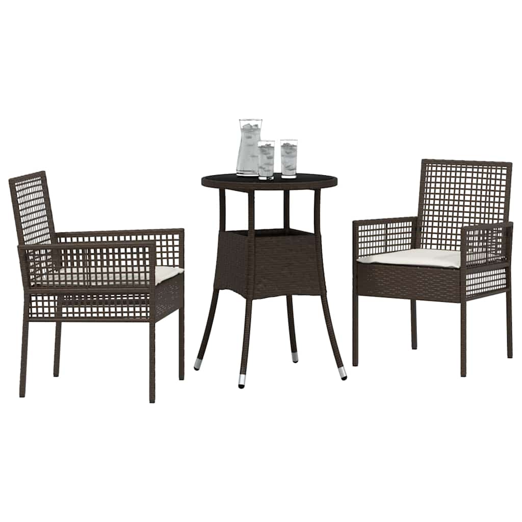 Ensemble de salle à manger pour jardin 3 pcs Marron polyrotin