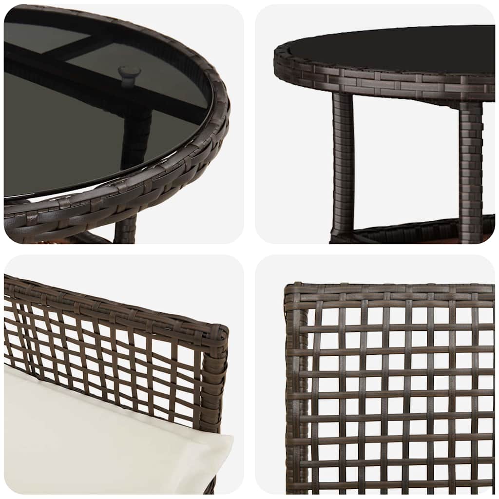Ensemble de salle à manger pour jardin 5 pcs Marron polyrotin