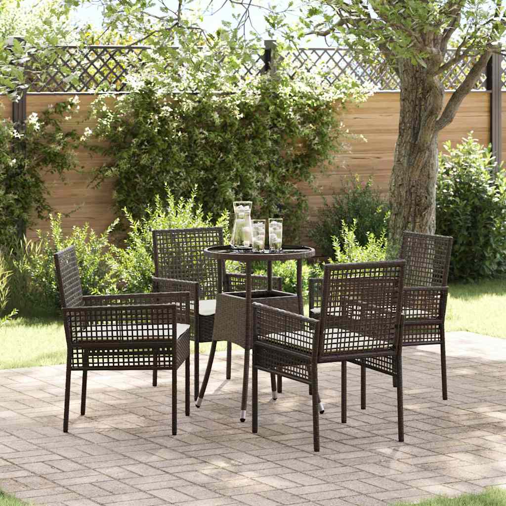 Ensemble de salle à manger pour jardin 5 pc Marron polyrotin