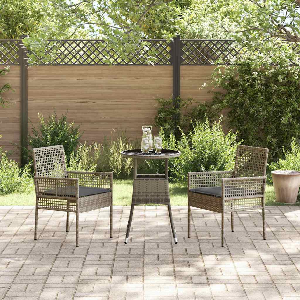 Ensemble de salle à manger pour jardin 3 pcs Gris polyrotin
