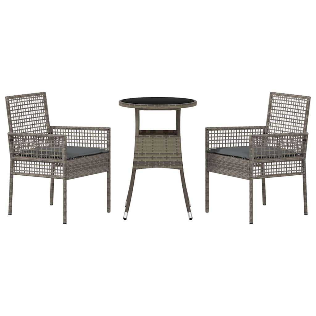 Ensemble de salle à manger pour jardin 3 pcs Gris polyrotin