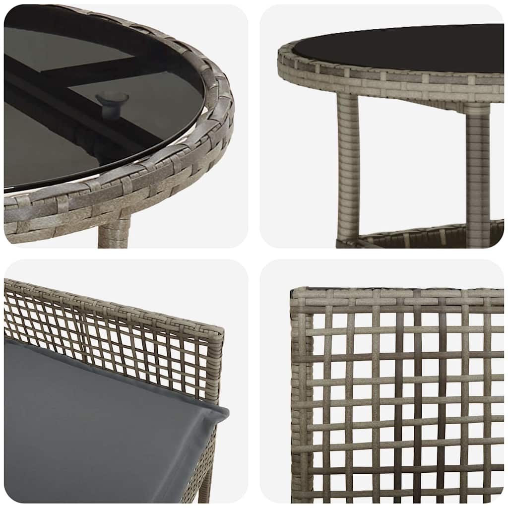 Ensemble de salle à manger pour jardin 5 pcs Gris polyrotin