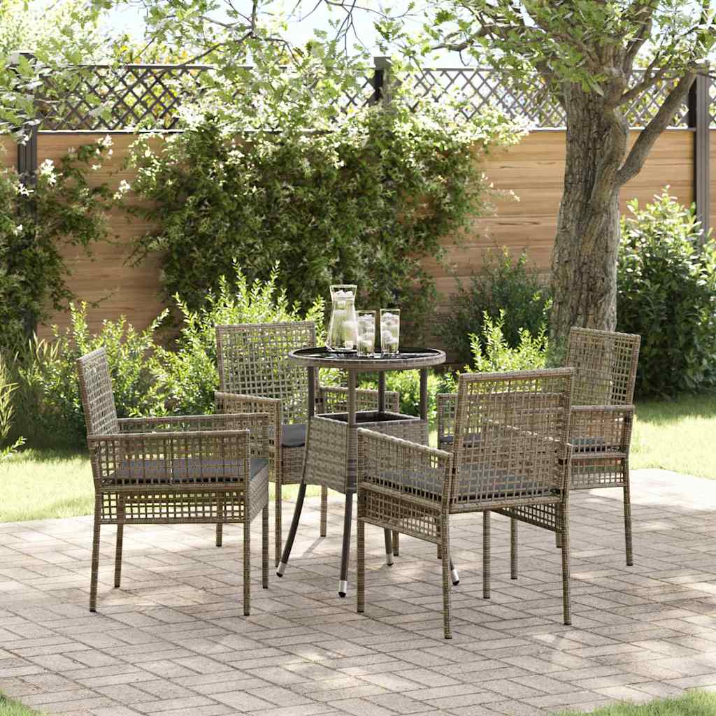 Ensemble de salle à manger pour jardin 5 pc Gris polyrotin