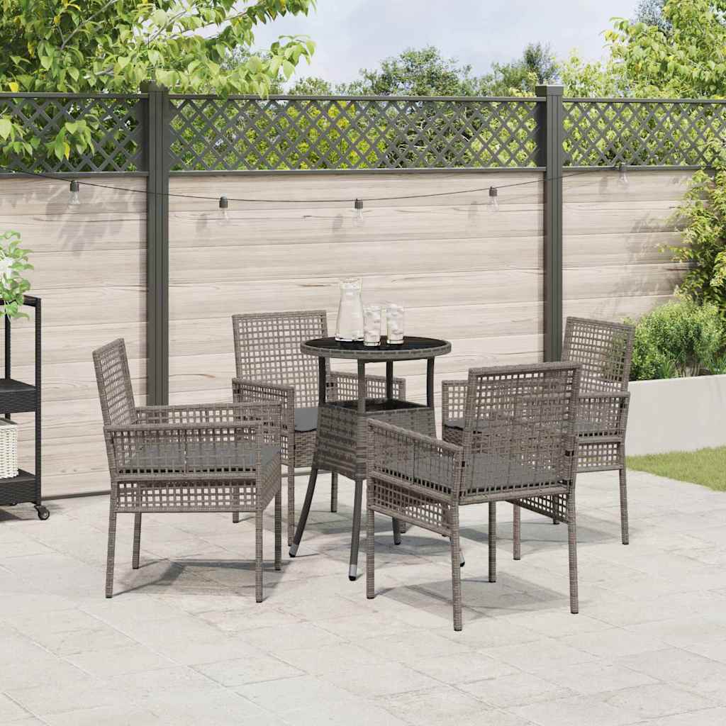Ensemble de salle à manger pour jardin 5 pcs Gris polyrotin
