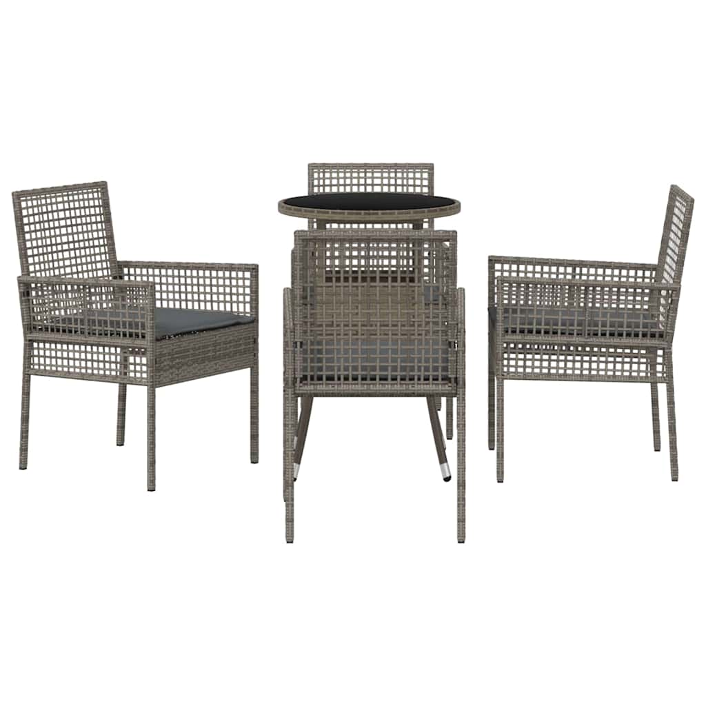 Ensemble de salle à manger pour jardin 5 pcs Gris polyrotin