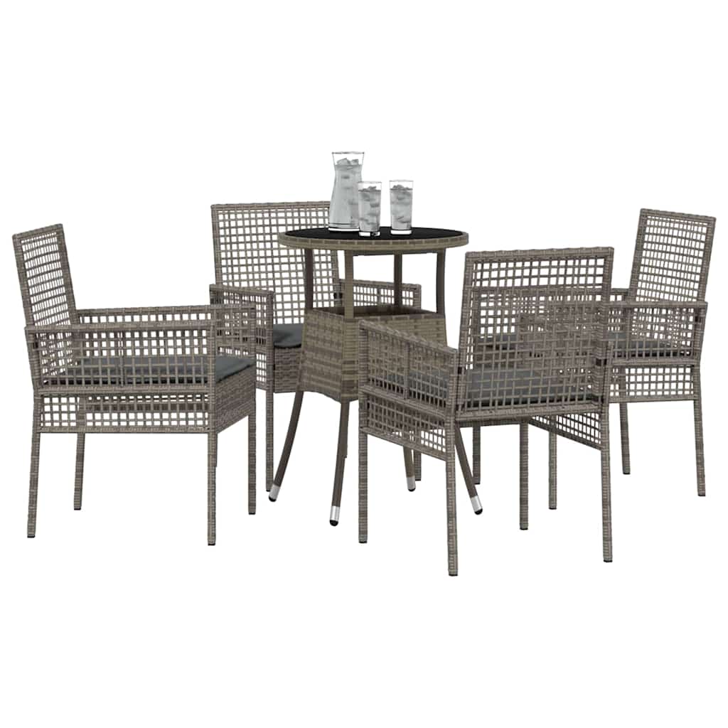 Ensemble de salle à manger pour jardin 5 pcs Gris polyrotin