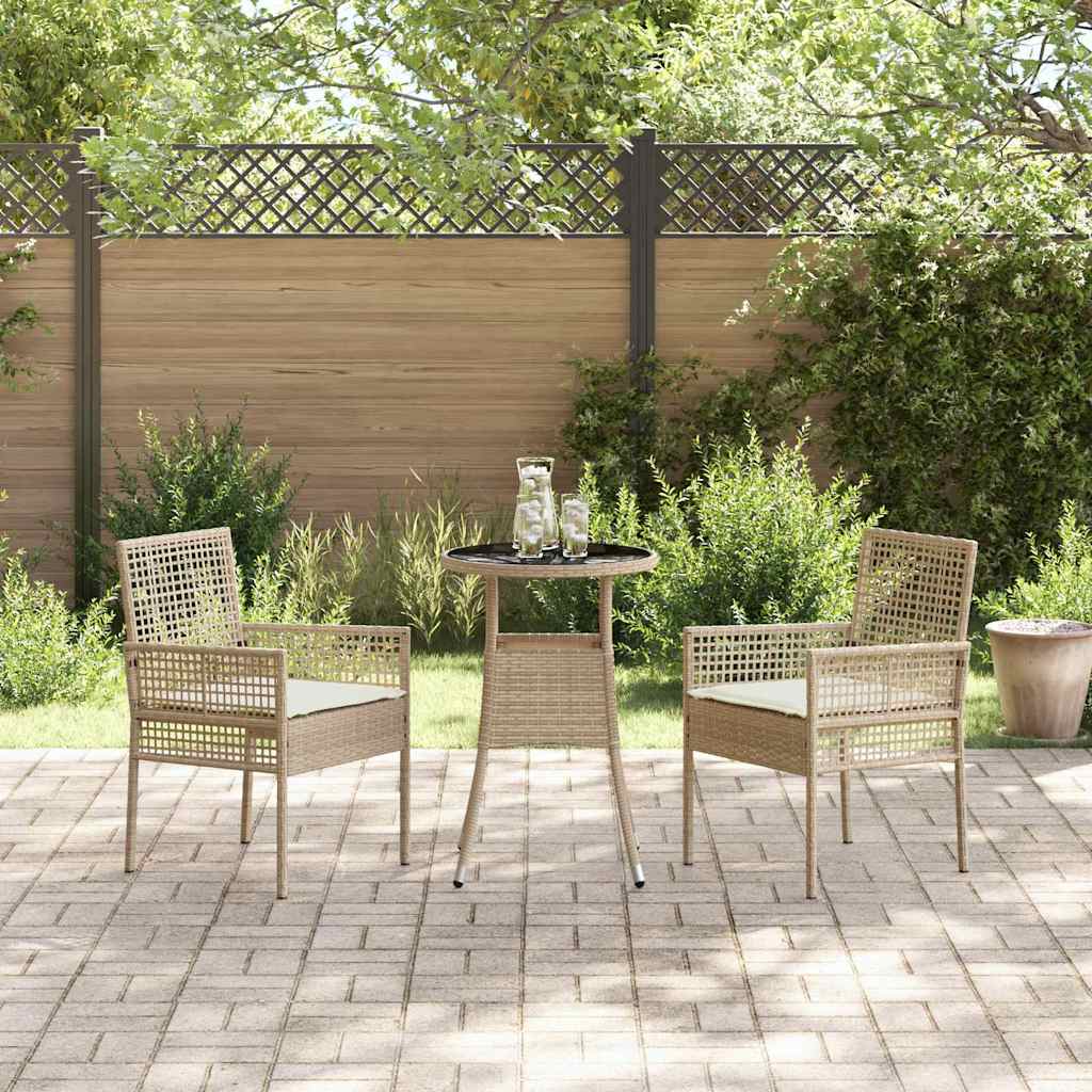 Ensemble de salle à manger pour jardin 3 pcs Beige polyrotin