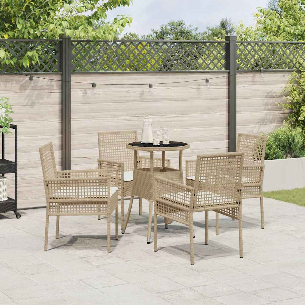 Ensemble de salle à manger pour jardin 5 pcs Beige polyrotin