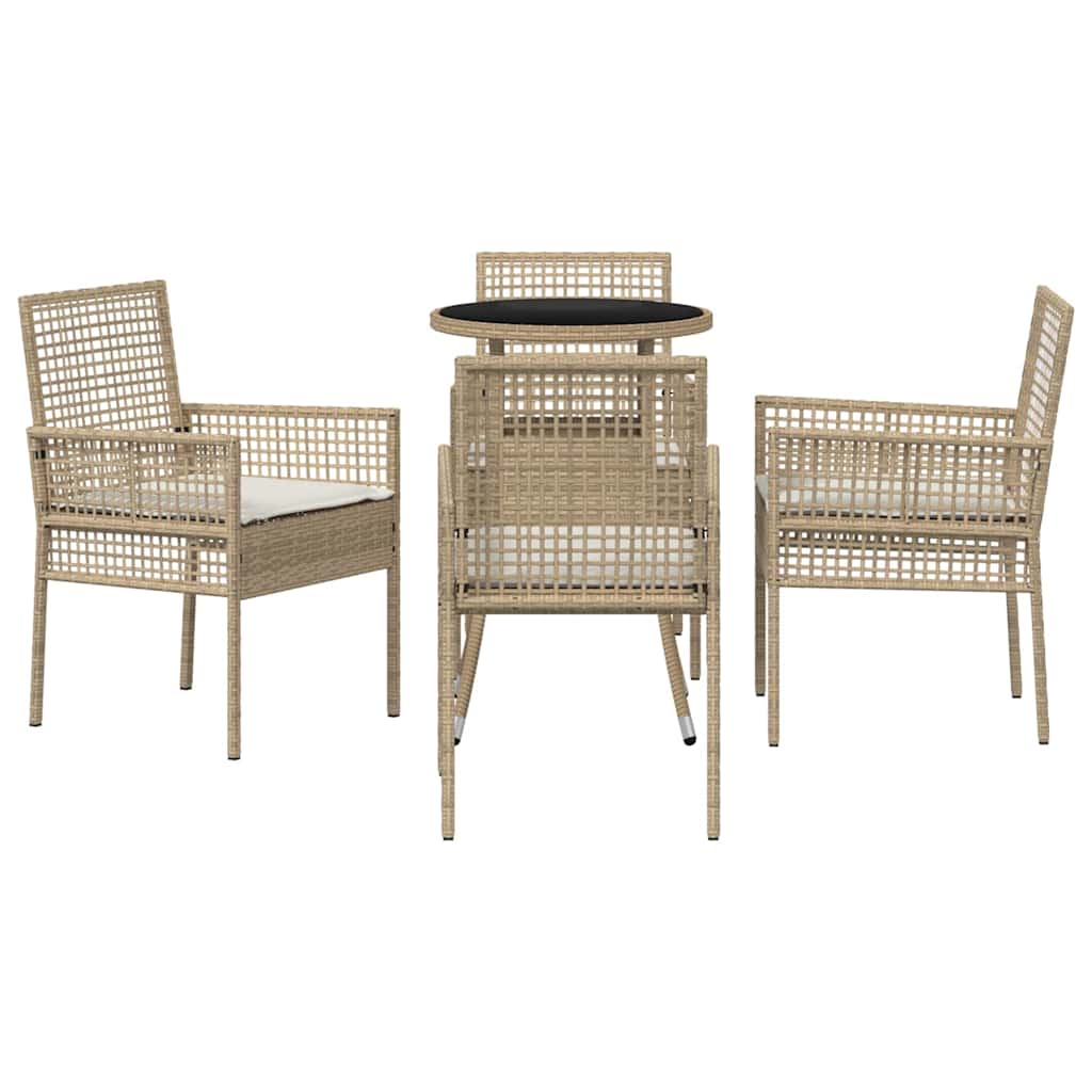Ensemble de salle à manger pour jardin 5 pcs Beige polyrotin