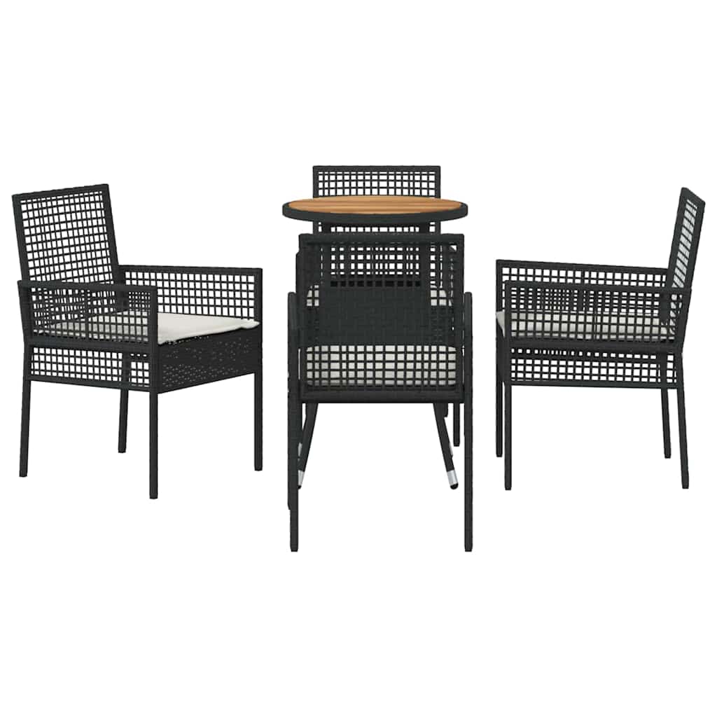 Ensemble de salle à manger pour jardin 5 pcs Noir polyrotin