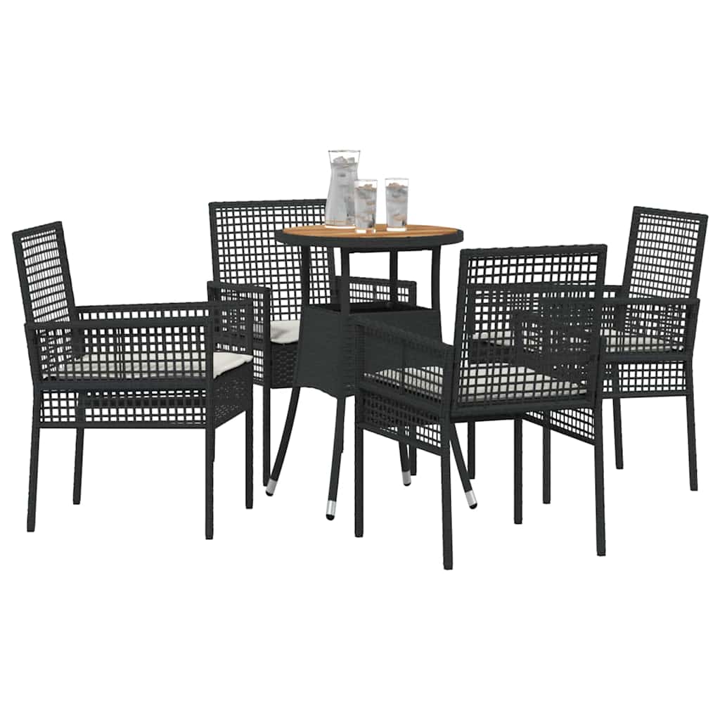 Ensemble de salle à manger pour jardin 5 pcs Noir polyrotin