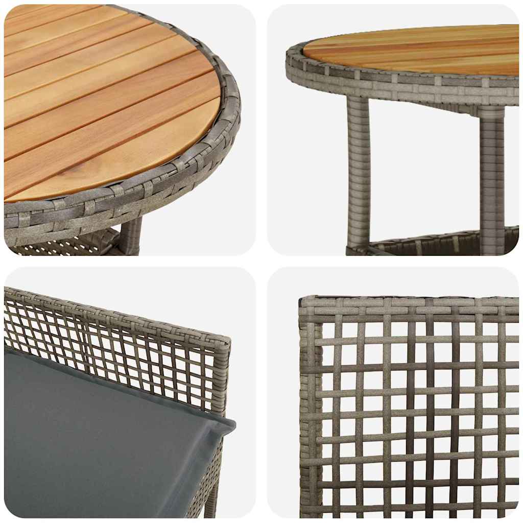 Ensemble de salle à manger pour jardin 3 pcs Gris polyrotin