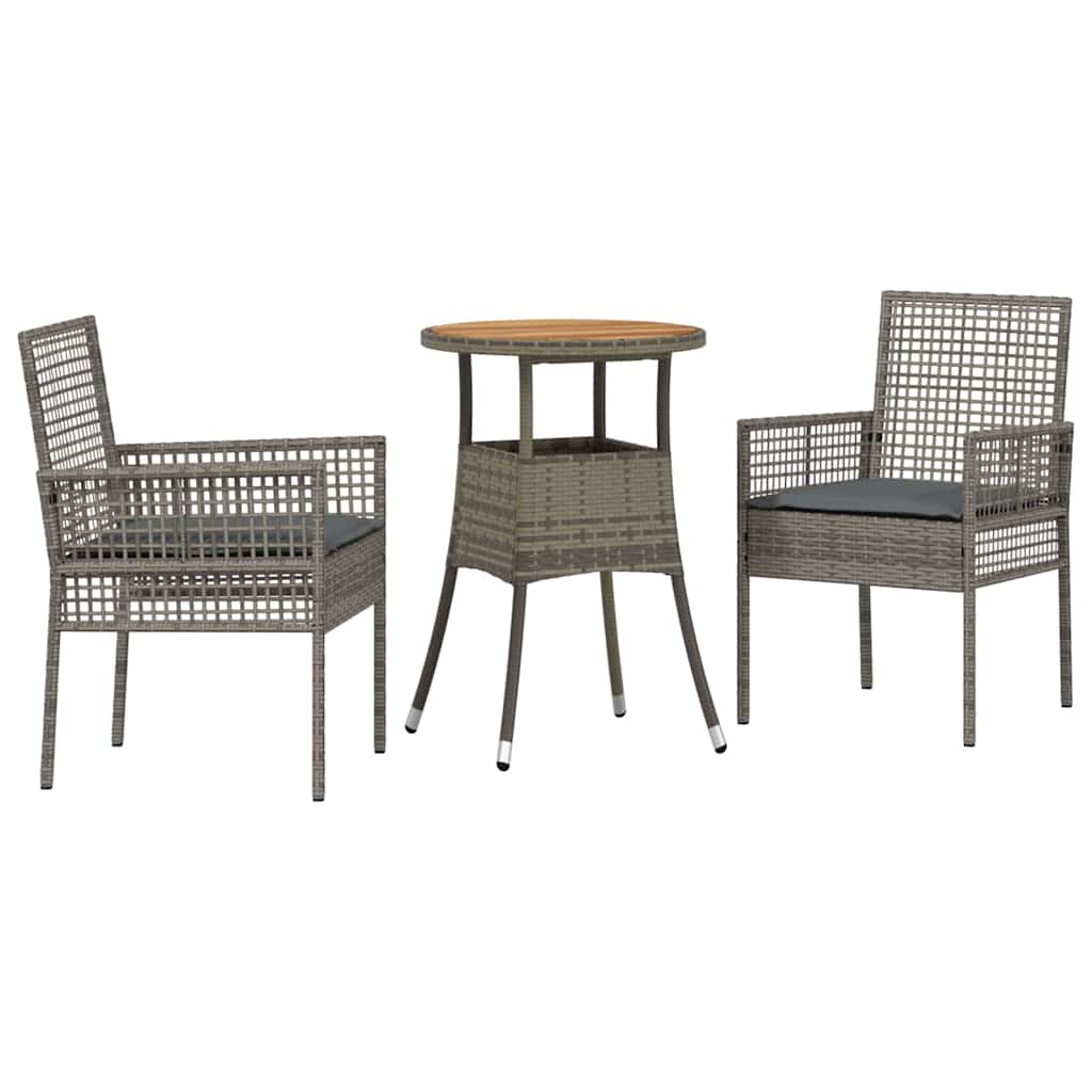 Ensemble de salle à manger pour jardin 3 pcs Gris polyrotin
