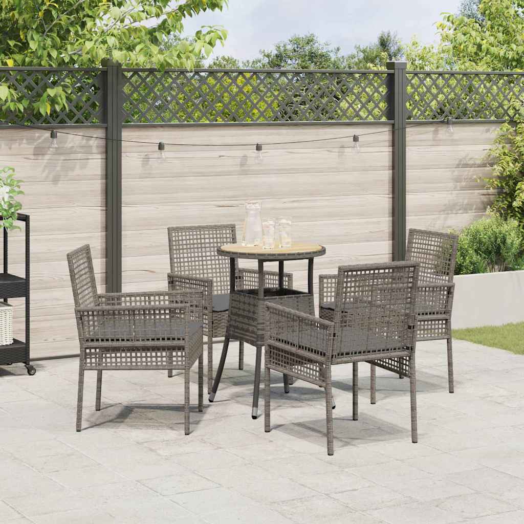 Ensemble de salle à manger pour jardin 5 pcs Gris polyrotin
