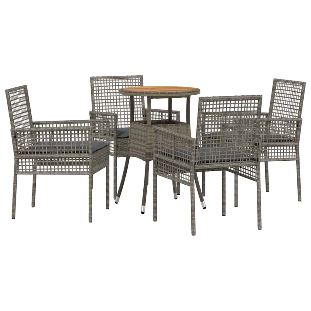 Ensemble de salle à manger pour jardin 5 pcs Gris polyrotin