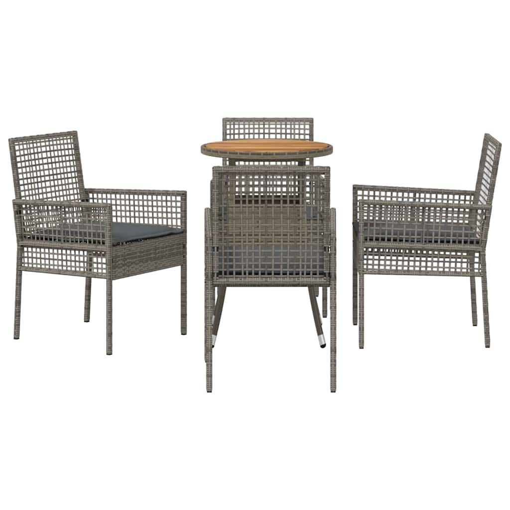 Ensemble de salle à manger pour jardin 5 pcs Gris polyrotin