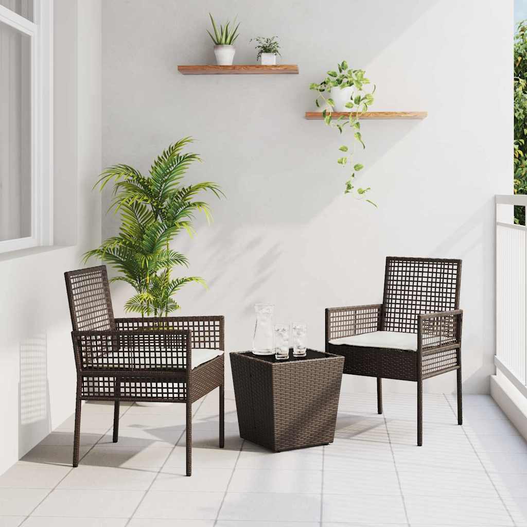 Ensemble bistro de jardin 3 pc Marron polyrotin