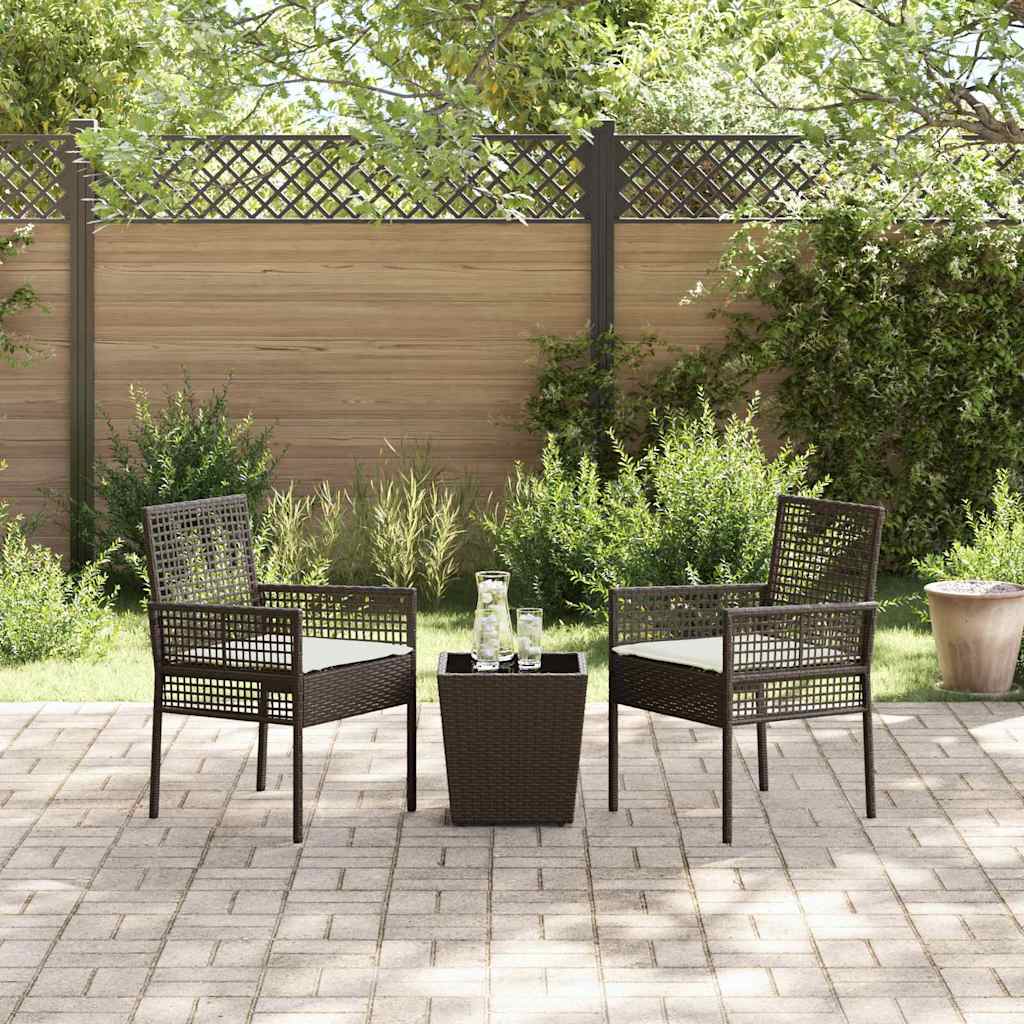 Ensemble bistro de jardin 3 pcs Marron polyrotin