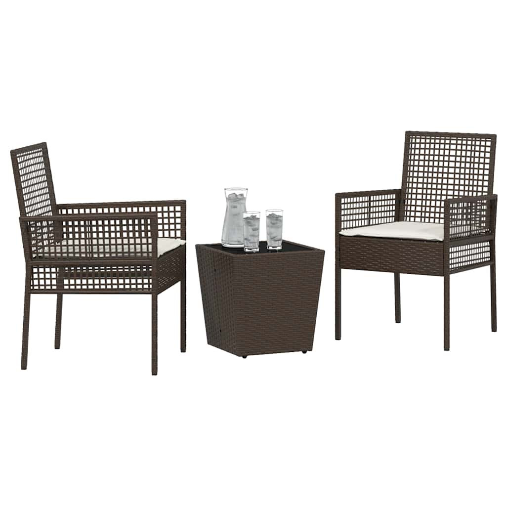 Ensemble bistro de jardin 3 pcs Marron polyrotin