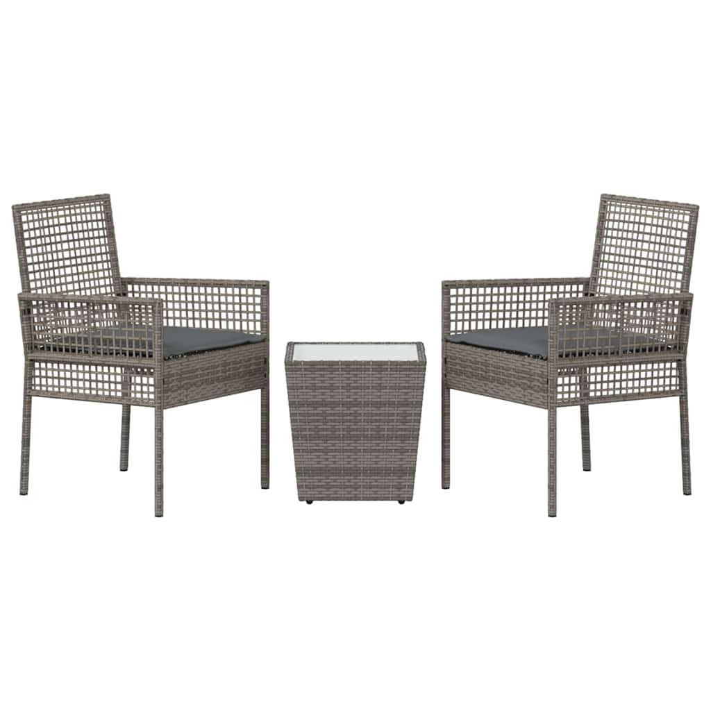 Ensemble bistro de jardin 3 pcs Gris polyrotin