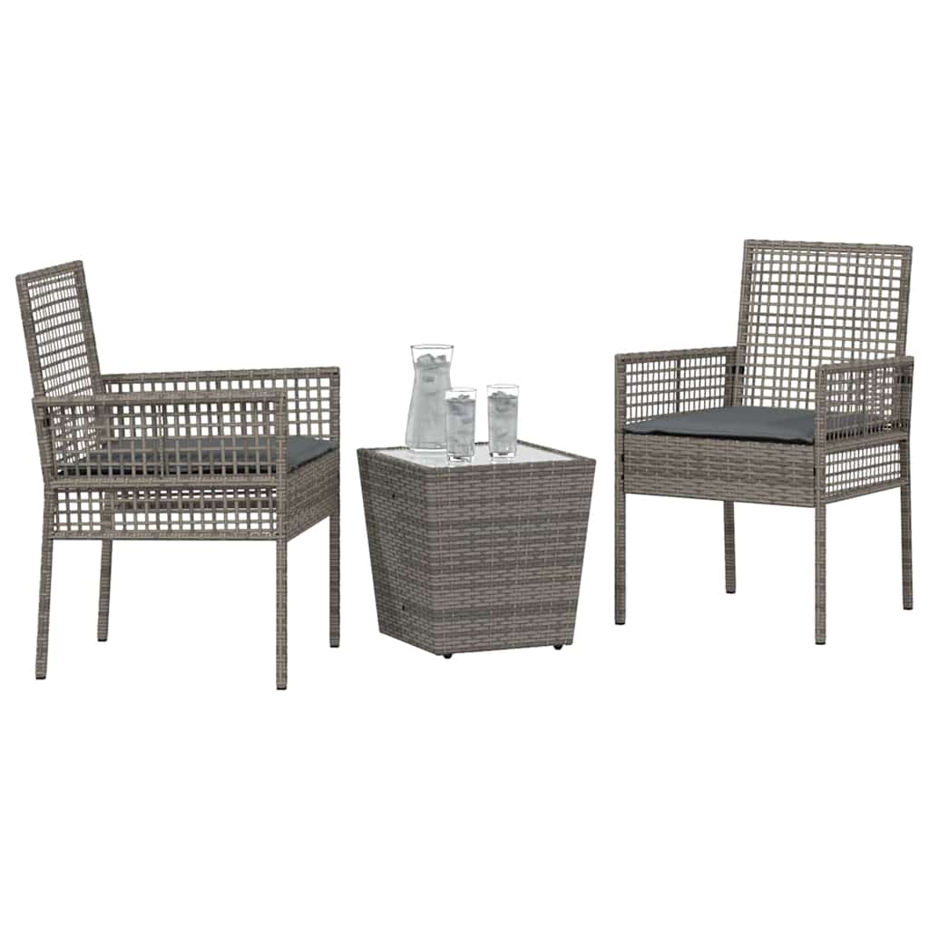 Ensemble bistro de jardin 3 pcs Gris polyrotin