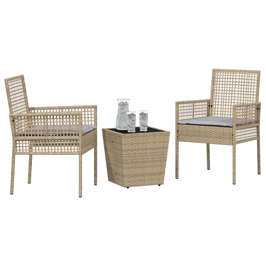 Ensemble bistro de jardin 3 pcs Beige polyrotin