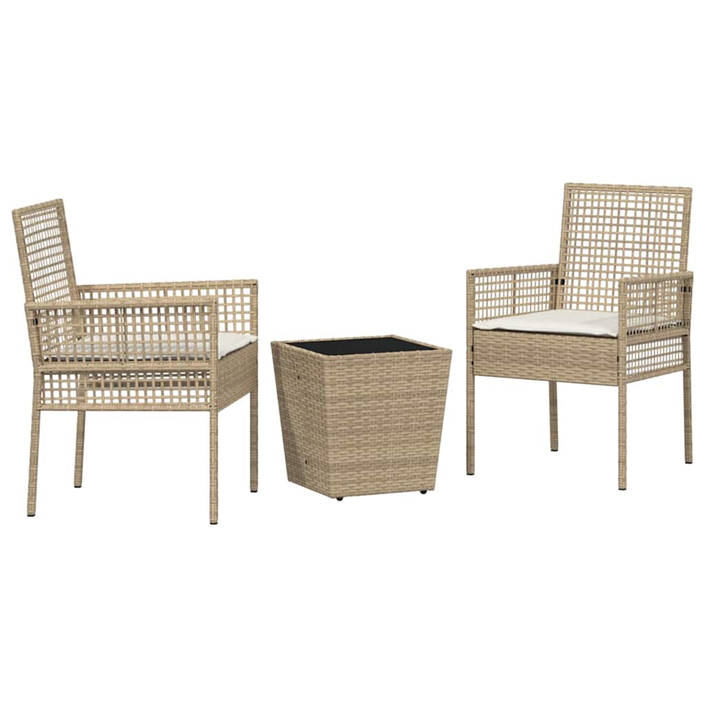 Ensemble bistro de jardin 3 pcs Beige polyrotin