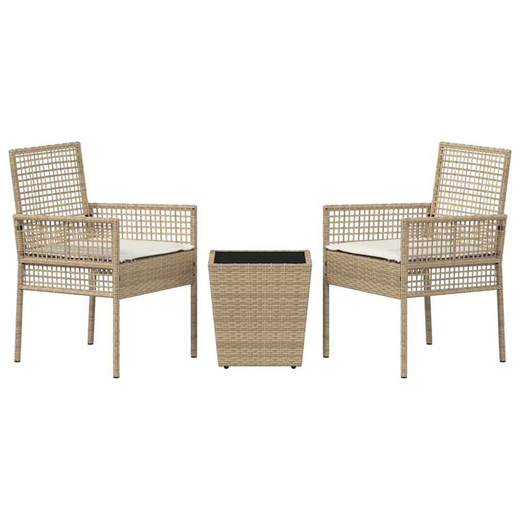 Ensemble bistro de jardin 3 pcs Beige polyrotin