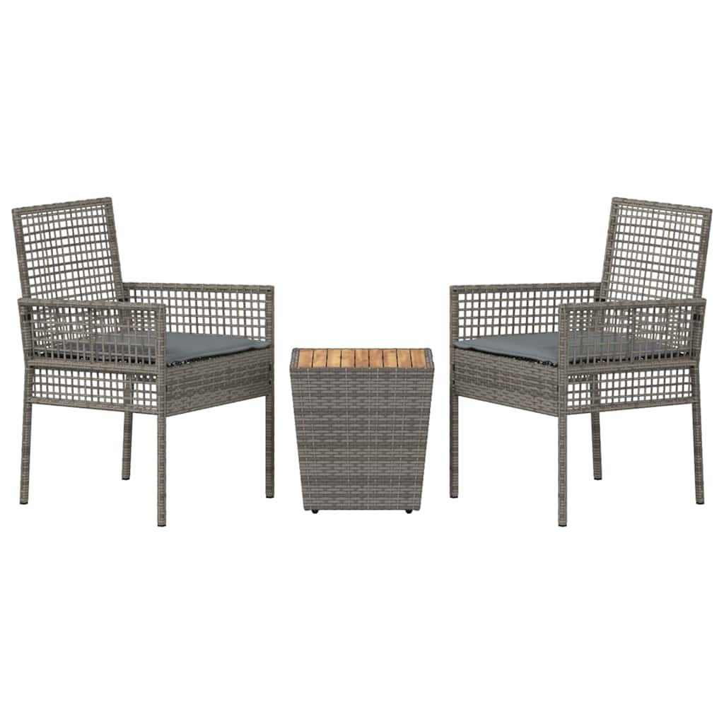 Ensemble bistro de jardin 3 pcs Gris polyrotin