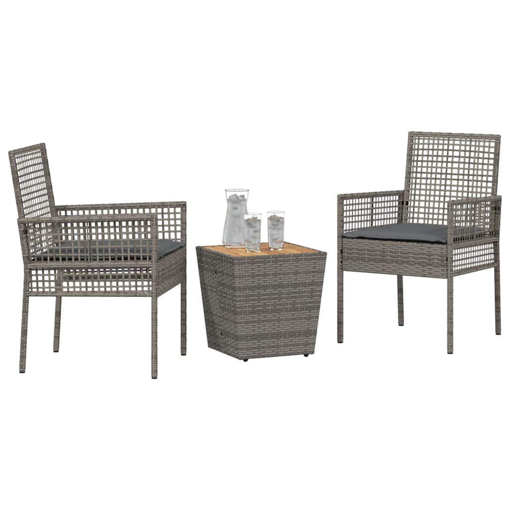 Ensemble bistro de jardin 3 pcs Gris polyrotin