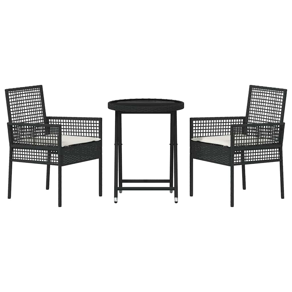 Ensemble bistro de jardin 3 pcs Noir polyrotin