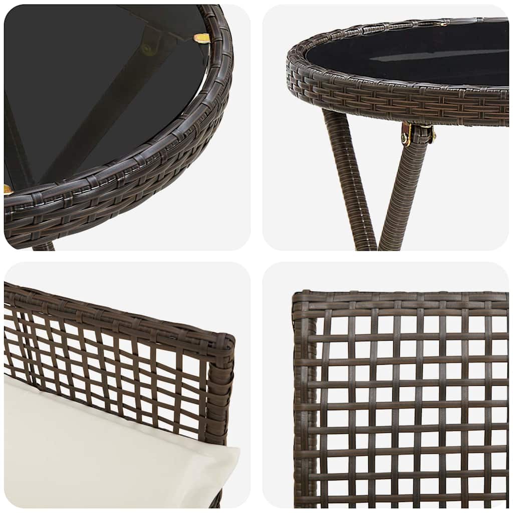 Ensemble bistro de jardin 3 pcs Marron polyrotin