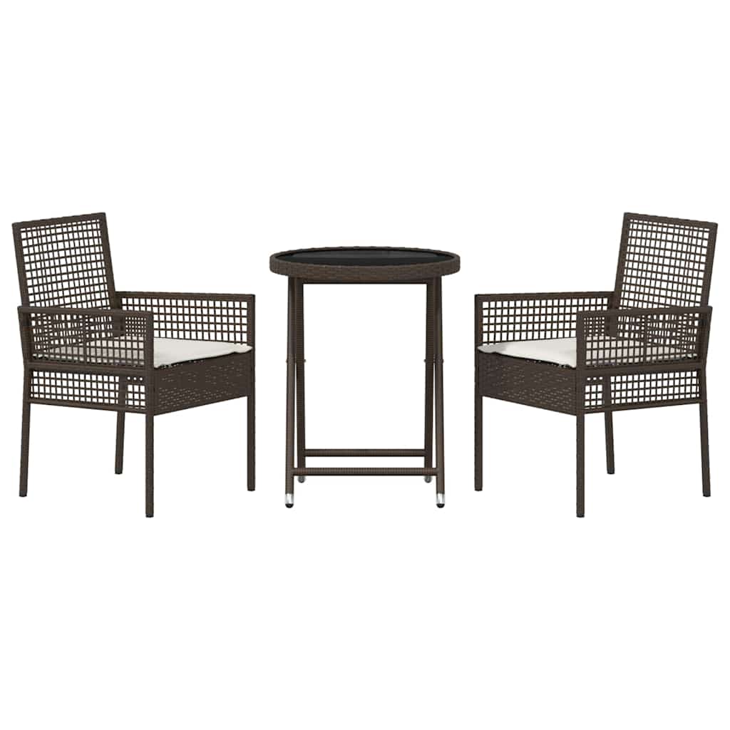 Ensemble bistro de jardin 3 pcs Marron polyrotin