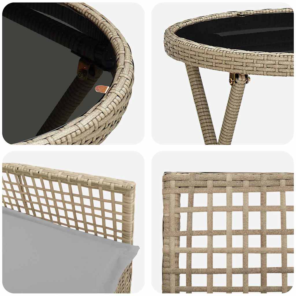 Ensemble bistro de jardin 3 pcs Beige polyrotin