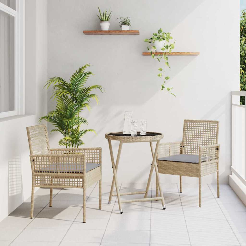 Ensemble bistro de jardin 3 pc Beige polyrotin