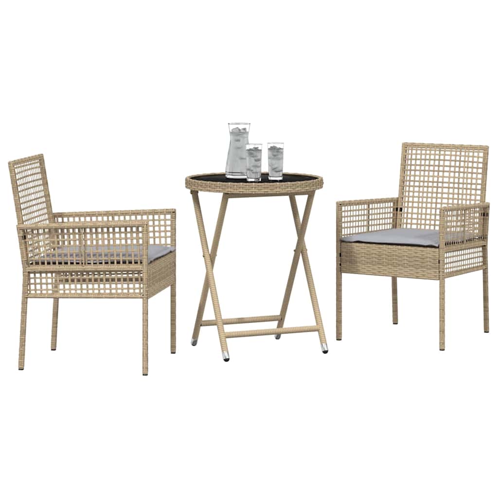 Ensemble bistro de jardin 3 pcs Beige polyrotin