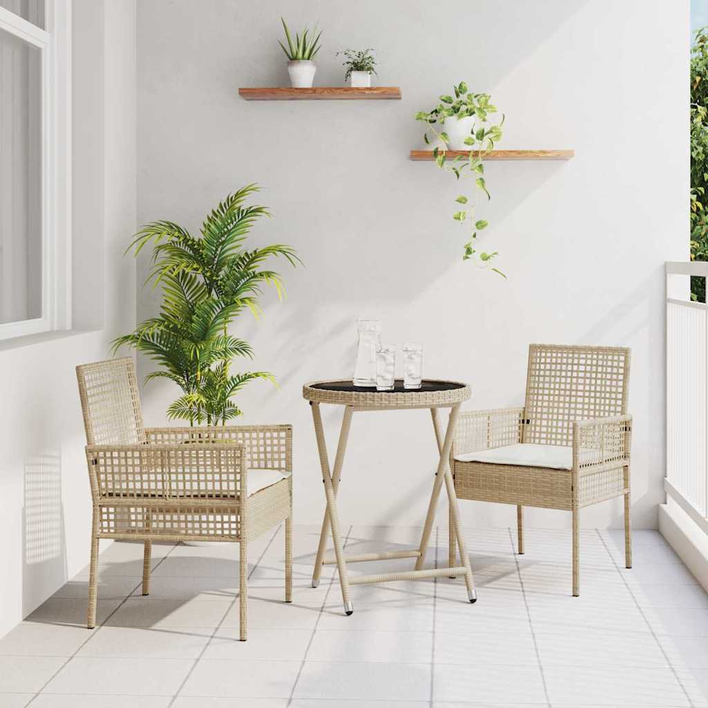 Ensemble bistro de jardin 3 pc Beige polyrotin