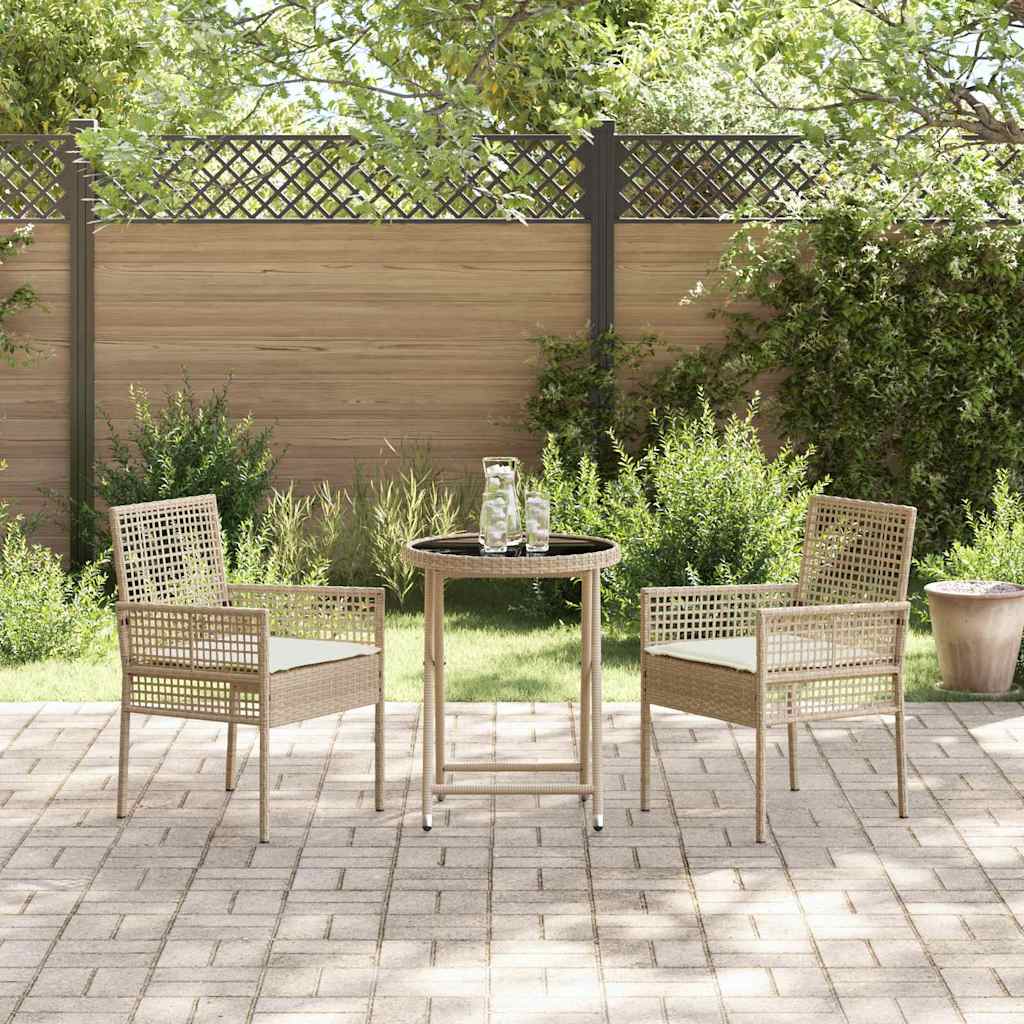 Ensemble bistro de jardin 3 pcs Beige polyrotin
